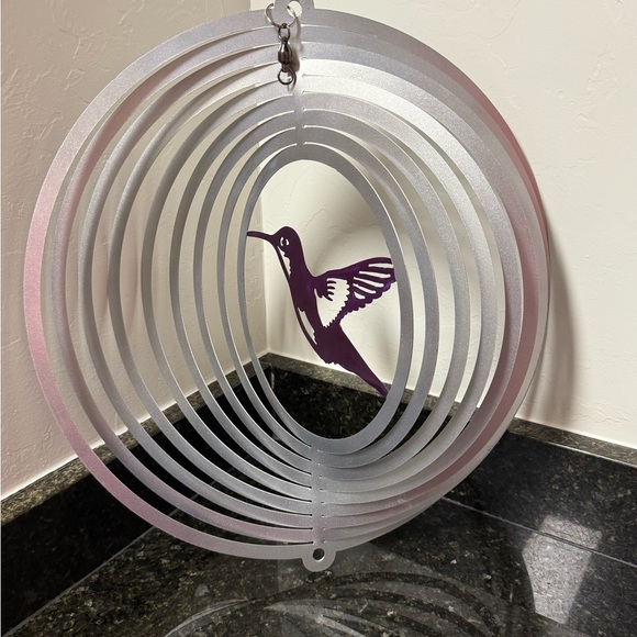 Hummingbird Wind Spinner Silver and Purple NWOT - Picture 1 of 3